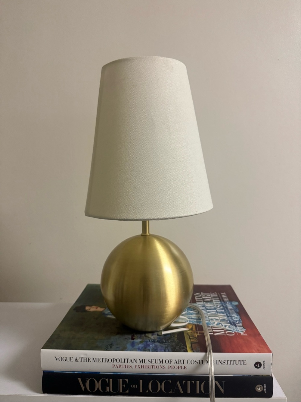 Kate Spade Brass Sphere Table Lamp with White Shade